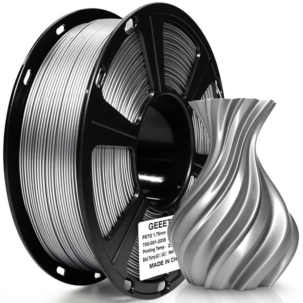 Dailygoods- PETG 1,75 mm - 1 kg - Metaal Zilver - Filament 3D Printer - Metallic Effect - Hoogwaardige Kwaliteit