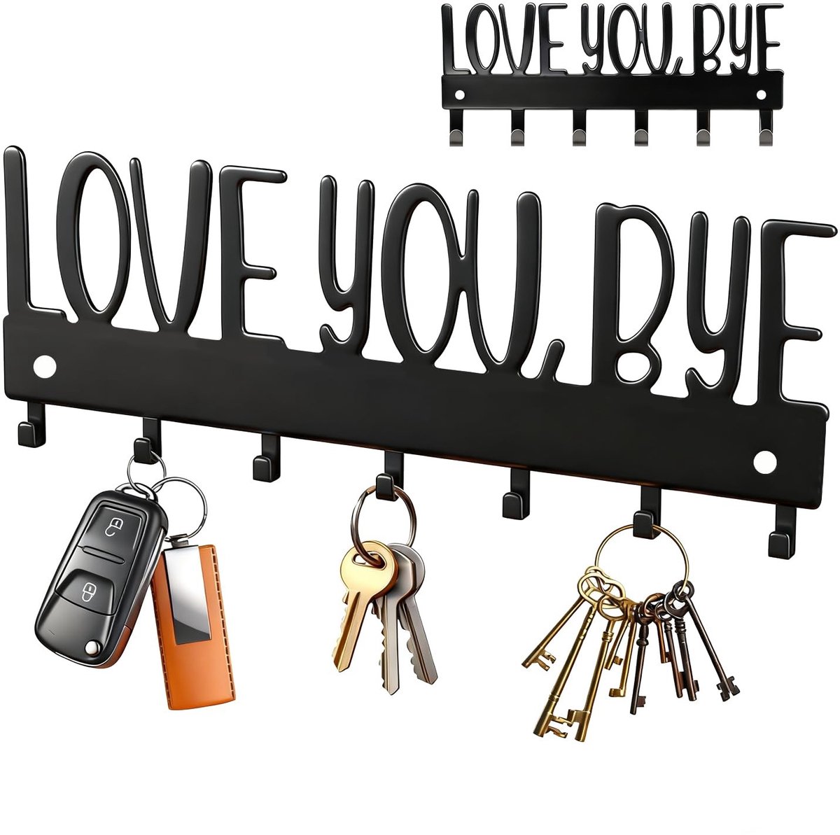 Dailygoods- Sleutelhouder Metalen - Muurbeugel - Hanger - Haak - Decoratief - Love You Bye Teken - Sleutelhanger