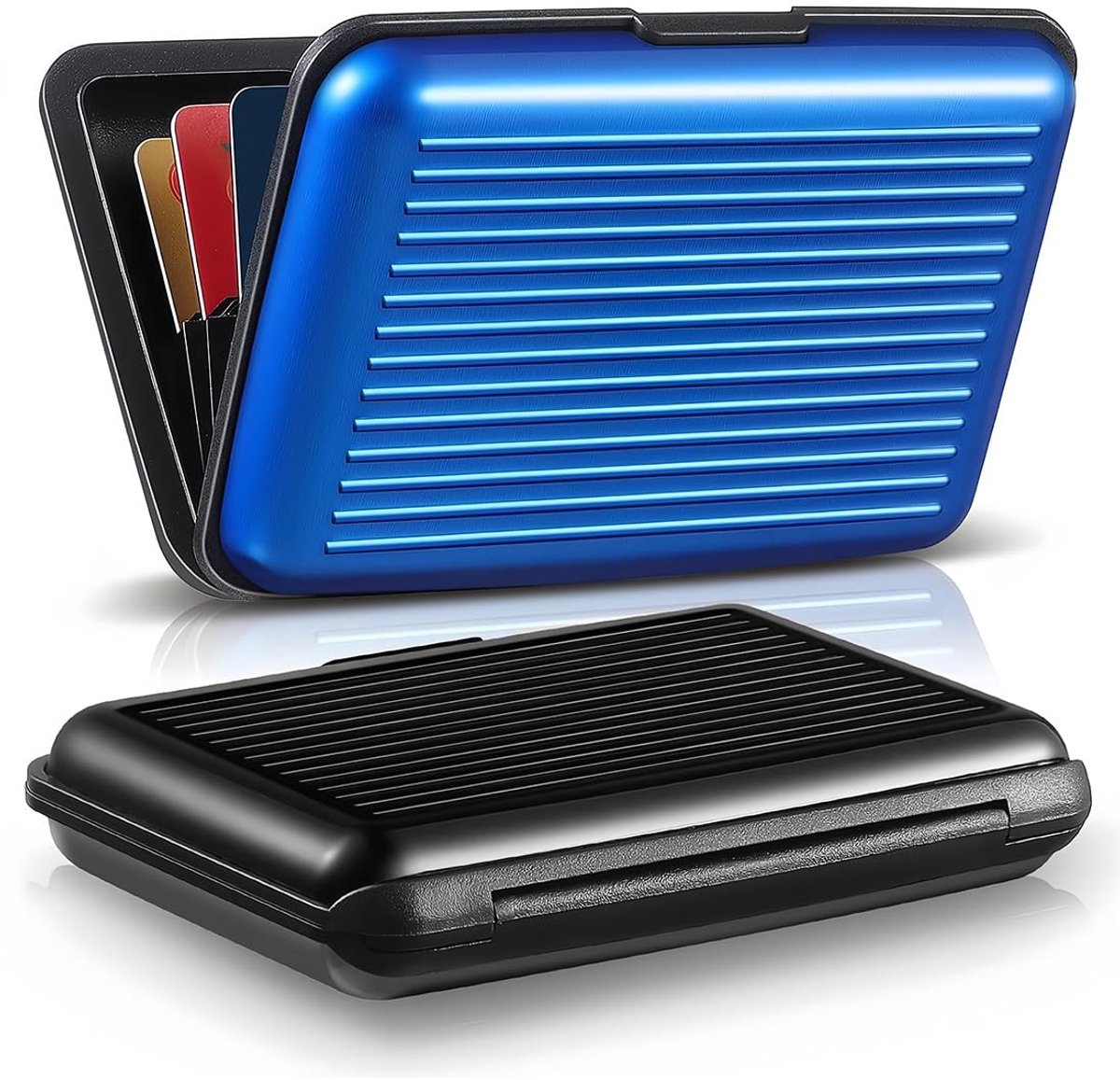 Dailygoods- Creditcardhouder 2 stuks - Aluminium - Waterdichte Visitekaarthouder - Mini RFID-blokkerende ID-organizer - Uniseks - Formaat 11 x 7,3 x 2 cm - Kaarthouder
