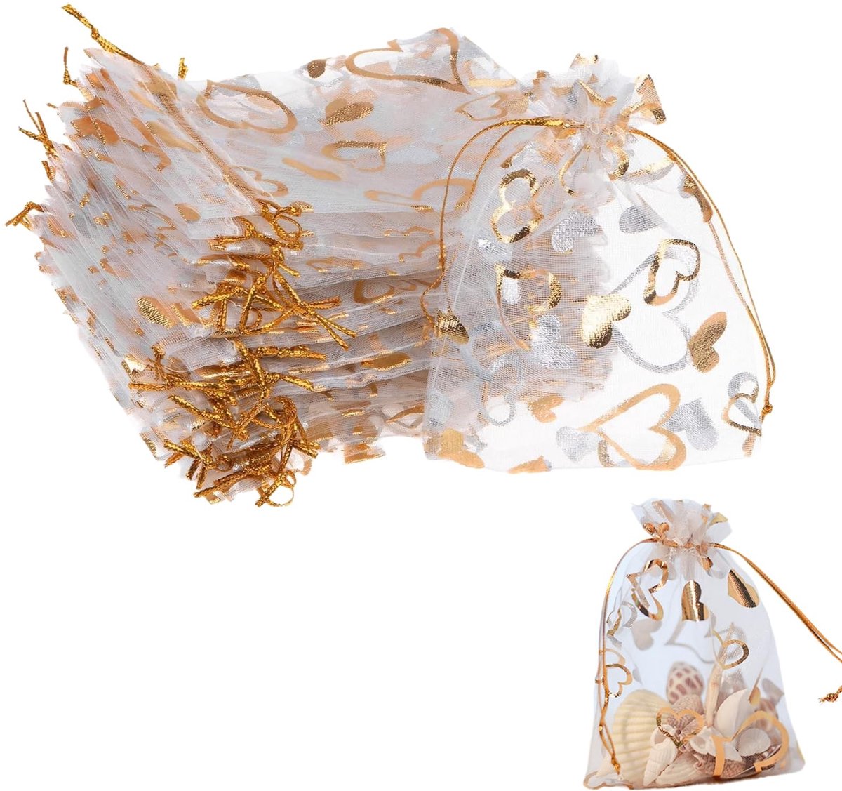 Dailygoods- Organza Zakjes 50 Stuks 15x20 cm - Lichtgewicht - Transparant - Trekkoord - Cadeau Zakjes - Elegant Design - Cadeauzakjes