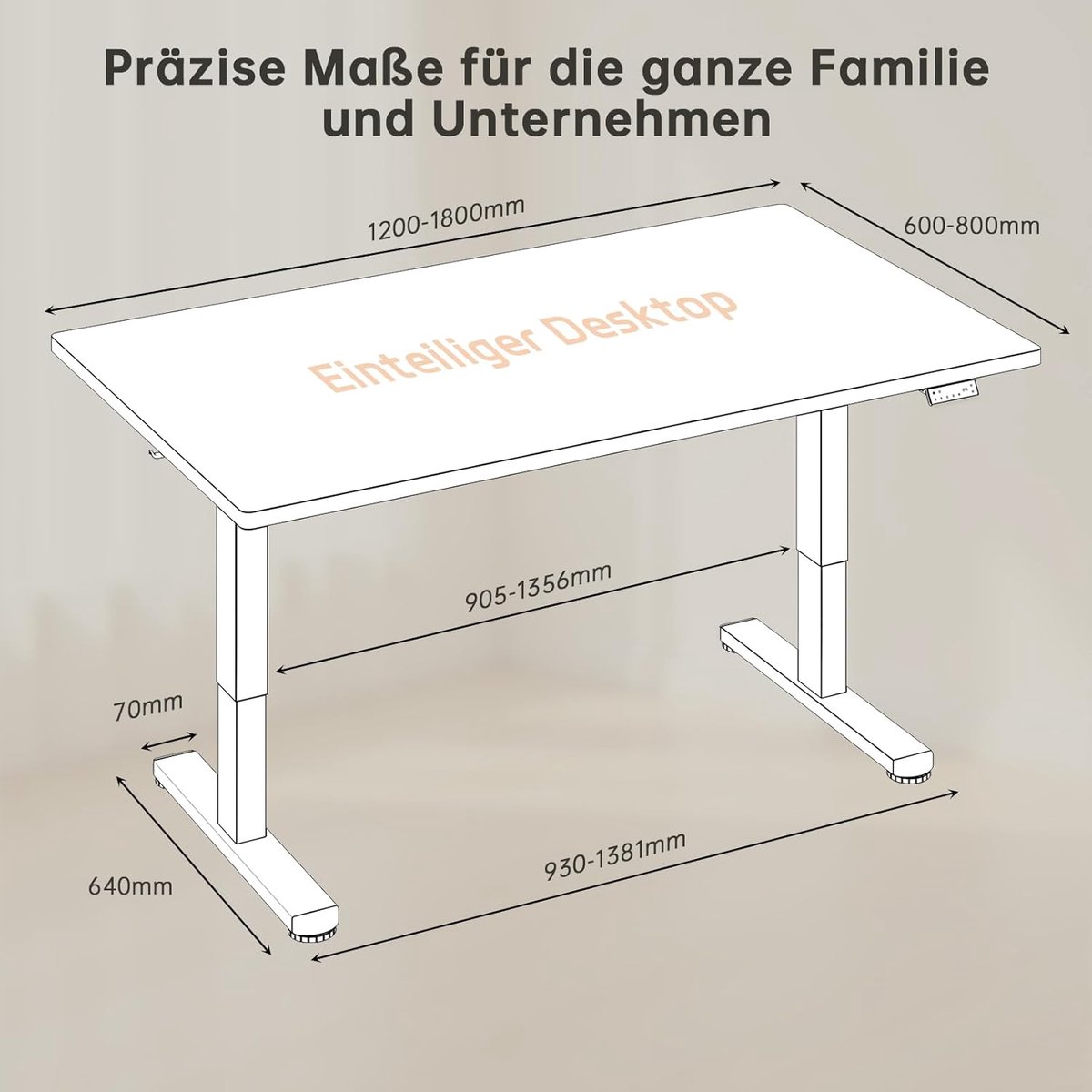 Elektrisch zit-sta bureau 180x80 cm – House&Garden – Dubbele motor, 2 motoren, ergonomisch in hoogte verstelbaar bureau met memory presets, 25 mm eendelig tafelblad, USB-poort, kabelmanagement-modern zwart/wit design thuiskantoor bureau