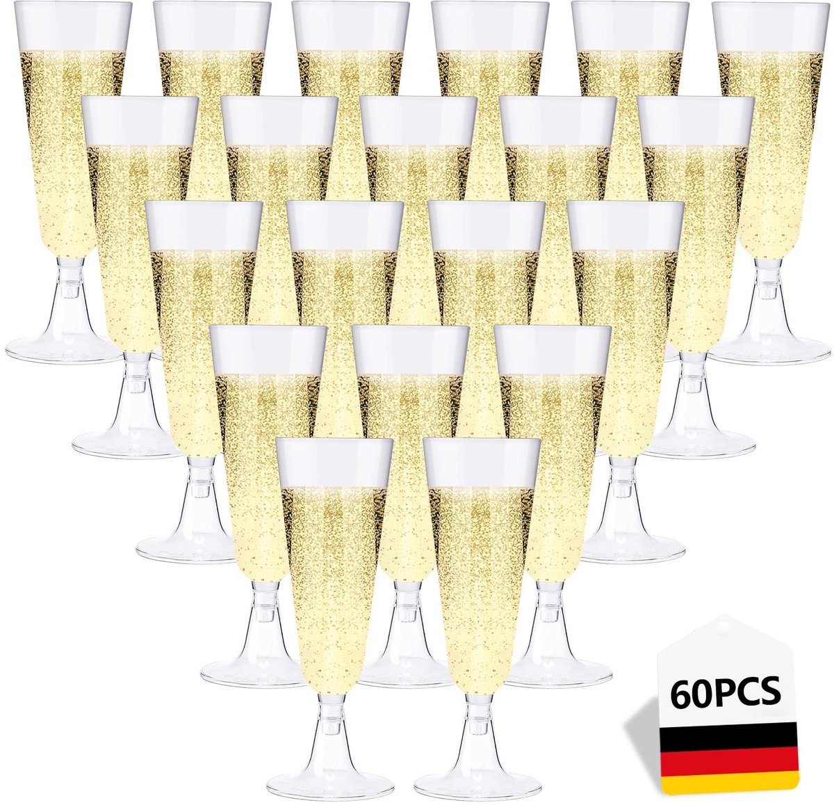 Dailygoods- Champagneglazen 60 stuks - Plastic - Kristalhelder - Elegante Wijnglazen - 160 ml - Voor Bruiloft/Feesten - Plastic Glazen