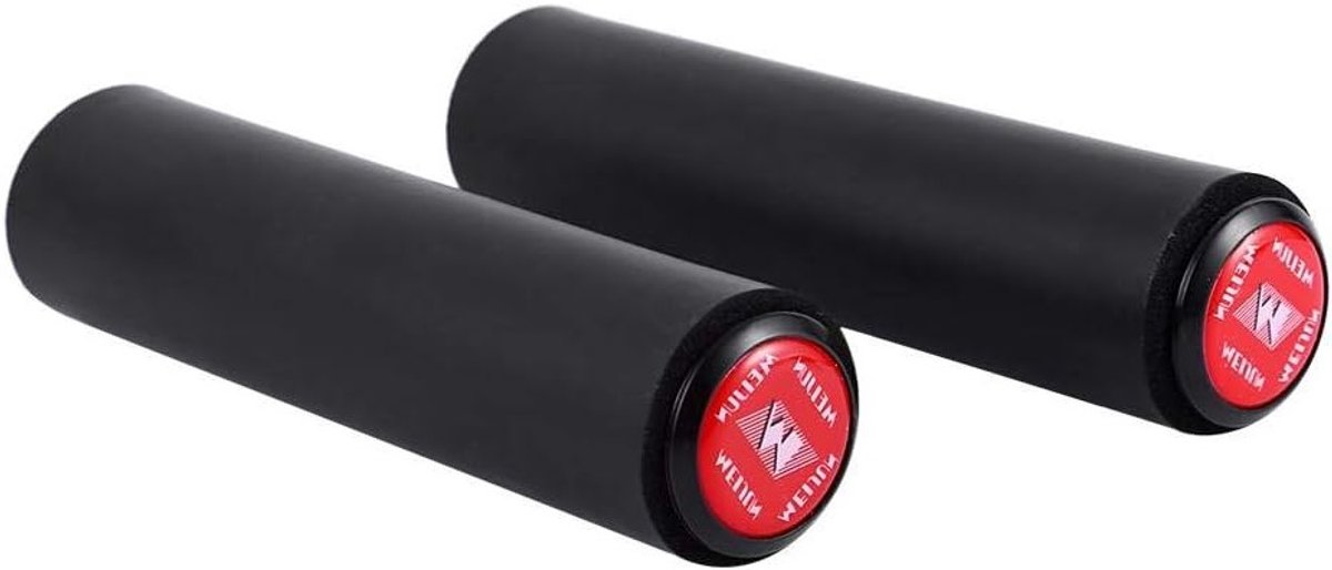 Mountainbike Handvatten, 1 Paar Fietshandgrepen 18mm, Ultra Licht, Antislip met Eindkappen voor Fiets en Stunt Scooter (Zwart) - Fietsonderdelen en Accessoires