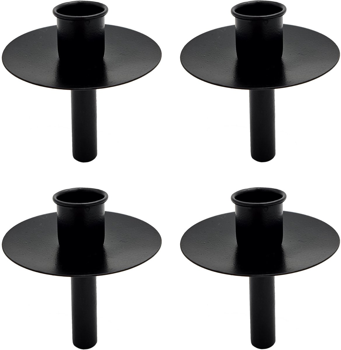 Dailygoods - Kegelvormige Kaarsenhouder - 4-delig Zwart Metaal