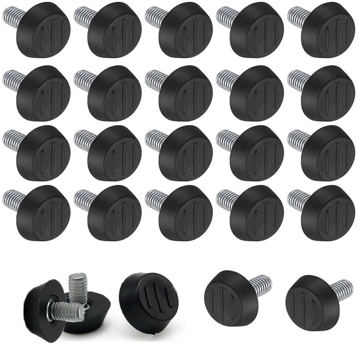 Dailygoods- Nivelleringspoten 45 stuks - Verstelbare Schroefvoet M8 - Tafelpoten - Meubelpoten - Geluidsreductie - Zwarte Poten 23 × M8 × 25 mm