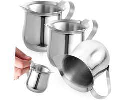 Melkopschuimer Bekers - Koffie Pot - Espresso Bereiden - Puntige Spuitmond - 3 Stuks - Zilver