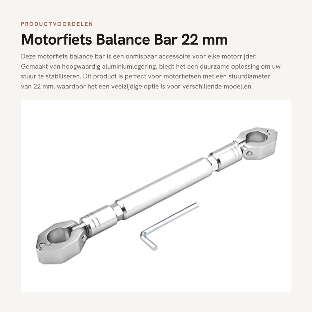 Dailygoods- Balance Bar Universeel 22 mm - Aluminium Legering - Motorfiets Stuur Beugel - Corrosiebestendig - Verstelbaar - Modieus Ontwerp - Stuurbeugel