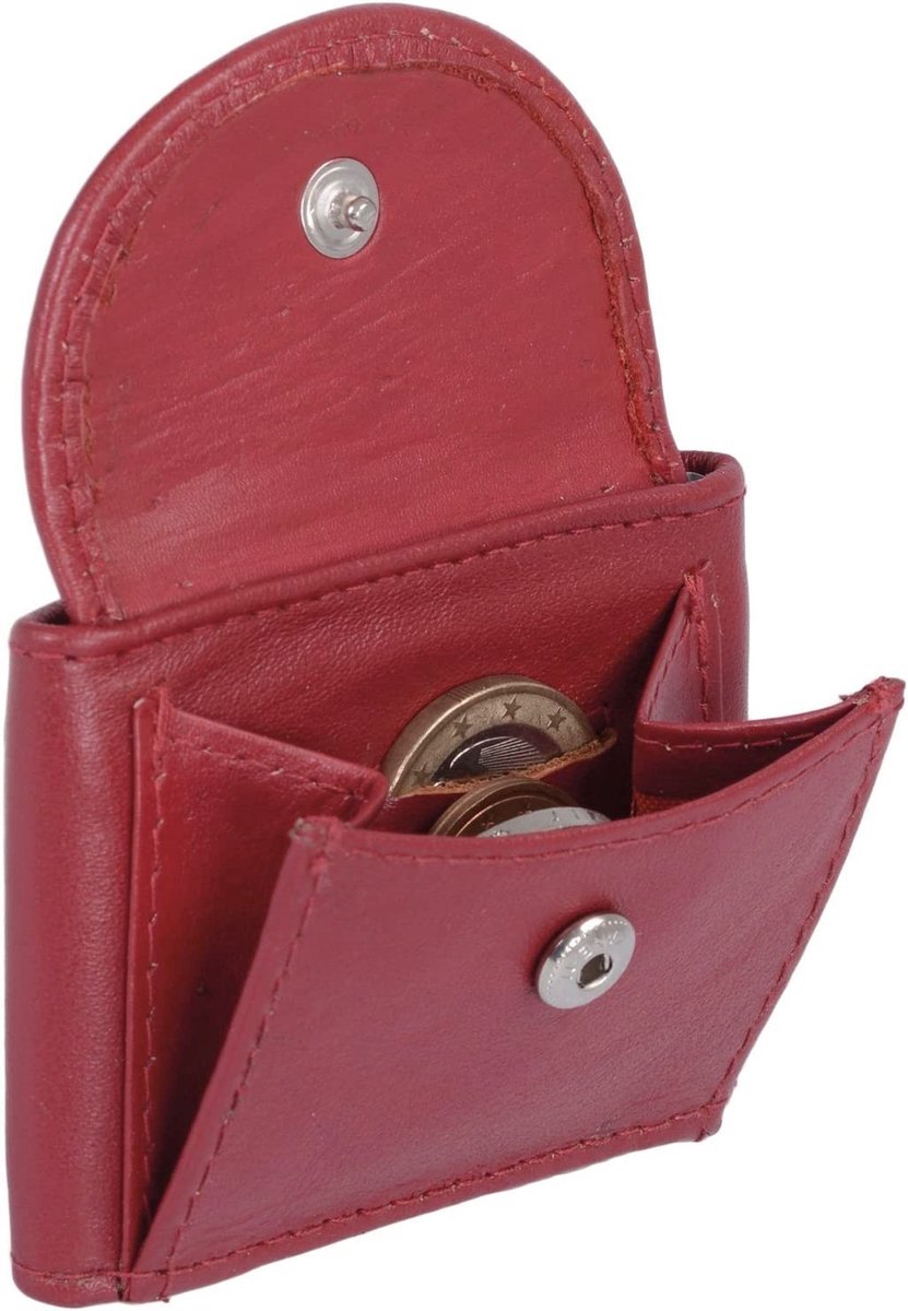 Dailygoods- Portemonnee Klein - Echt Leer - Rood - Muntvak - Compartimenten - 7x5,5cm - Ideaal voor Reizen - Geldbeugel