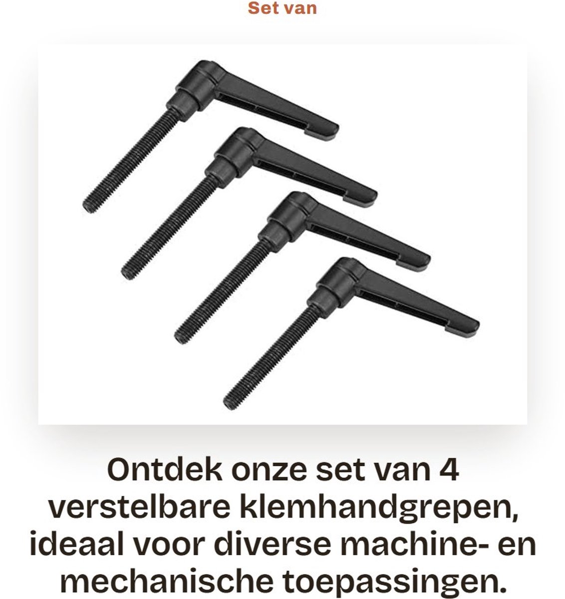 Dailygoods- Klemhendels Set van 4 - Verstelbare Machinehendels - M8 Draad - Roestvrij Staal - Antislip - Hoogwaardige Afwerking