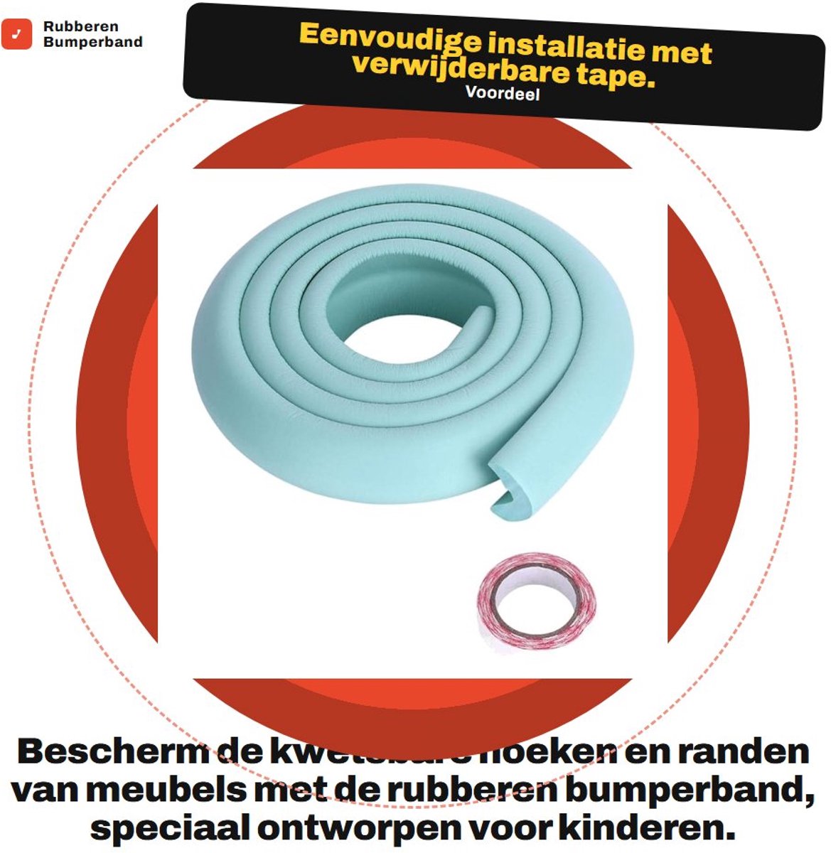 Dailygoods- Bumperband Zacht en Duurzaam - Hoekbescherming - Randbescherming - Meubelbescherming - Kindvriendelijk - 2 m Lengte