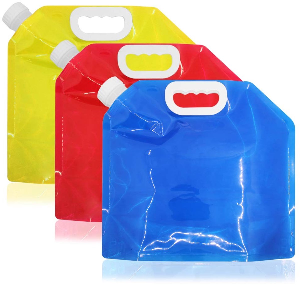 Dailygoods- Watercontainer 5 Liter - Opvouwbaar - Lekvrije Dop - Set van 3 - BPA-vrij - Draagbaar voor Kamperen/Wandelen - Waterzak