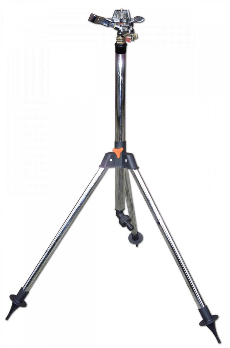 Dailygoods- Impulssproeier op statief - in hoogte verstelbaar (55-90 cm) - cirkelsproeier - tuinirrigatie tot 450 m² - messing sproeikop - stabiele driepootsproeier - Tuinsproeier
