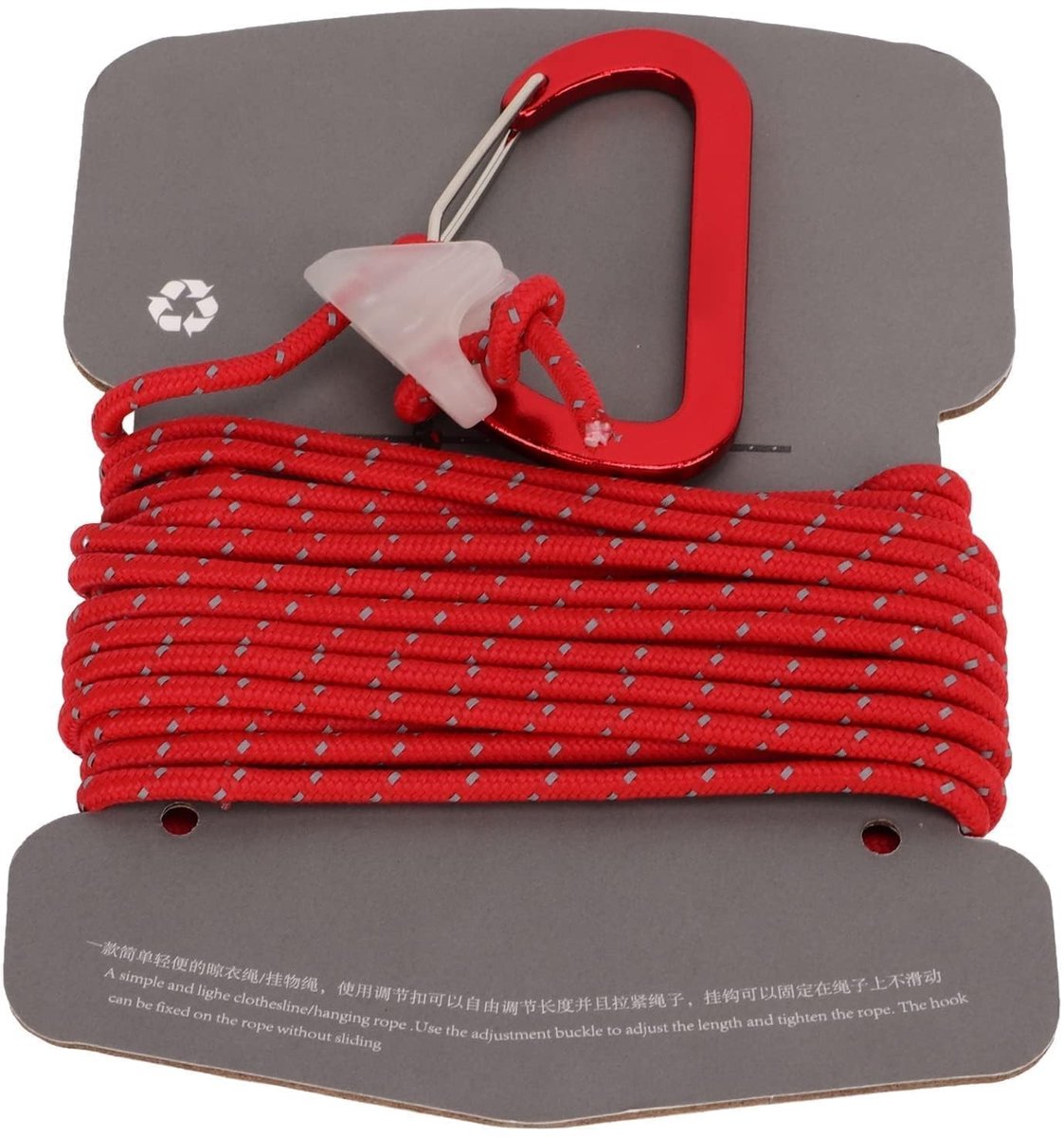 Dailygoods- Waslijn Fluorescerend - Verstelbare Lengte - Camping Waslijn - Reflecterende Staaldraad - Multifunctioneel - Clip Haak Ontwerp - Ophangtouw
