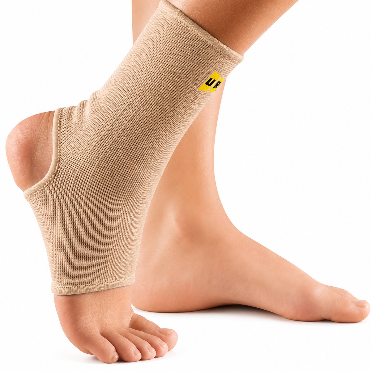 Uriel - Enkelbrace - Enkelbandage - Enkel Ondersteuning - Open Hiel - Unisex - Beige - Maat XS