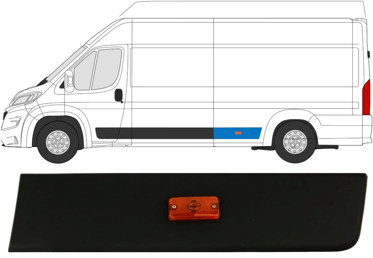 Achterste sierlijst zijlijst met positielicht voor Opel Movano 2021- / Links