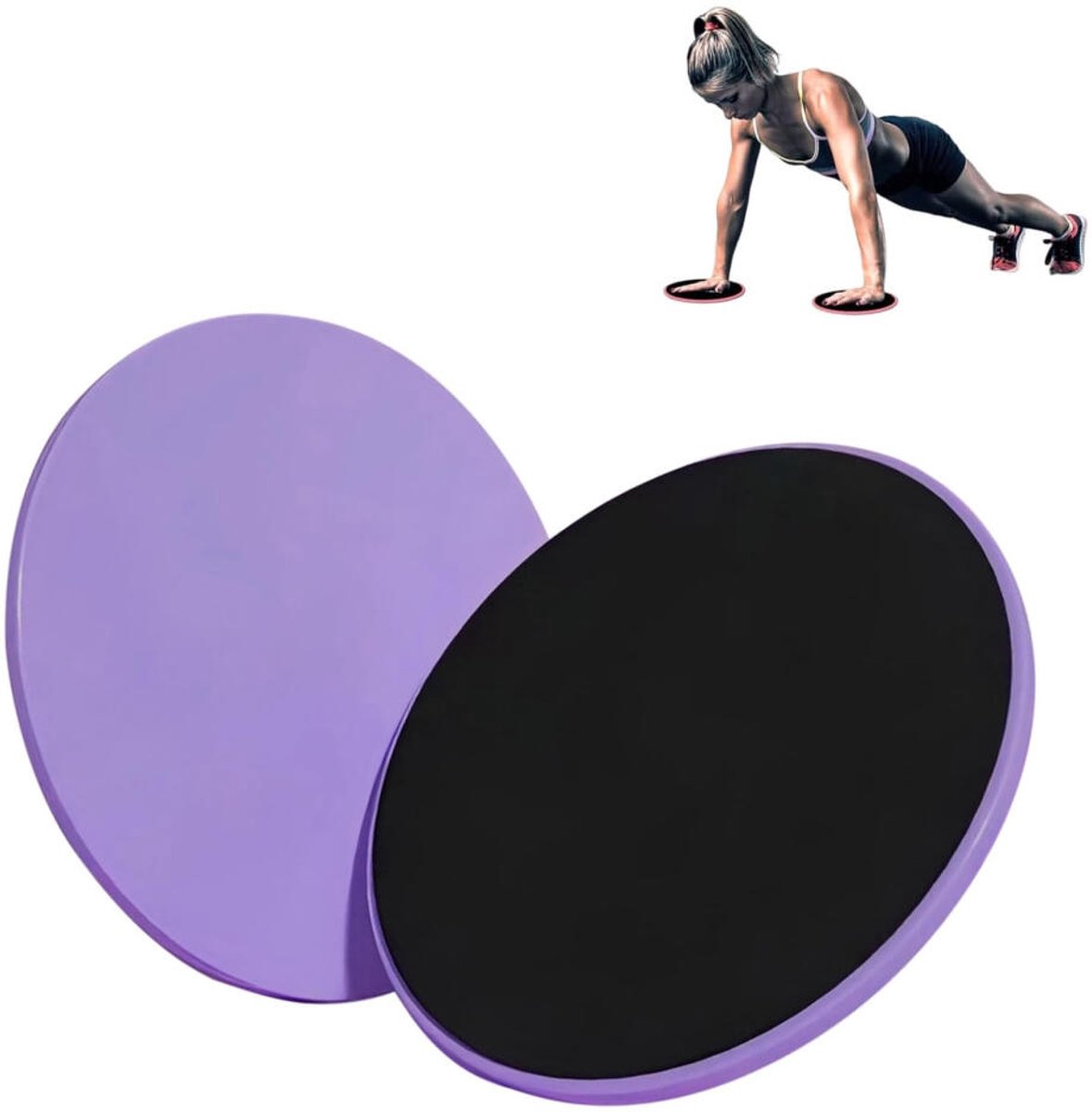 Sliding Pads - 2 Stuks - Core Sliders - Fitness Sliders - 17,5 cm - Sliding Discs - Sliders - Ab trainer - Sportmat - Core trainer - Buikspiertrainers - Fitnessmat - Thuis Sporten - Volledige Lichaamstraining, Gym, Fitness, Pilates, Yoga - Paars