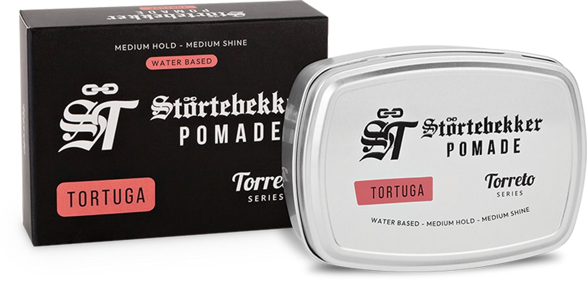 Störtebekker® Premium Pomade Waterbasis Tortuga (kruidige, frisse geur) - Hair Pomade Heren - Medium Hold & Medium Glans - Haarwax 125ml - Barbershop Haarpomade - Haarstyling Hair Wax Water Based Made in Germany