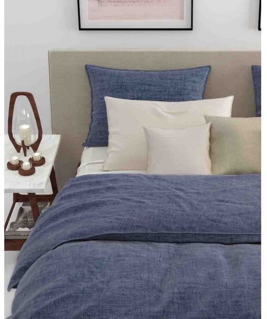 Zohome Dekbedovertrek Lino - Effen Bedlinnen - 240x220 - Blauw - Dekbedhoes van 100% Katoen van Merkloos — afbeelding 3