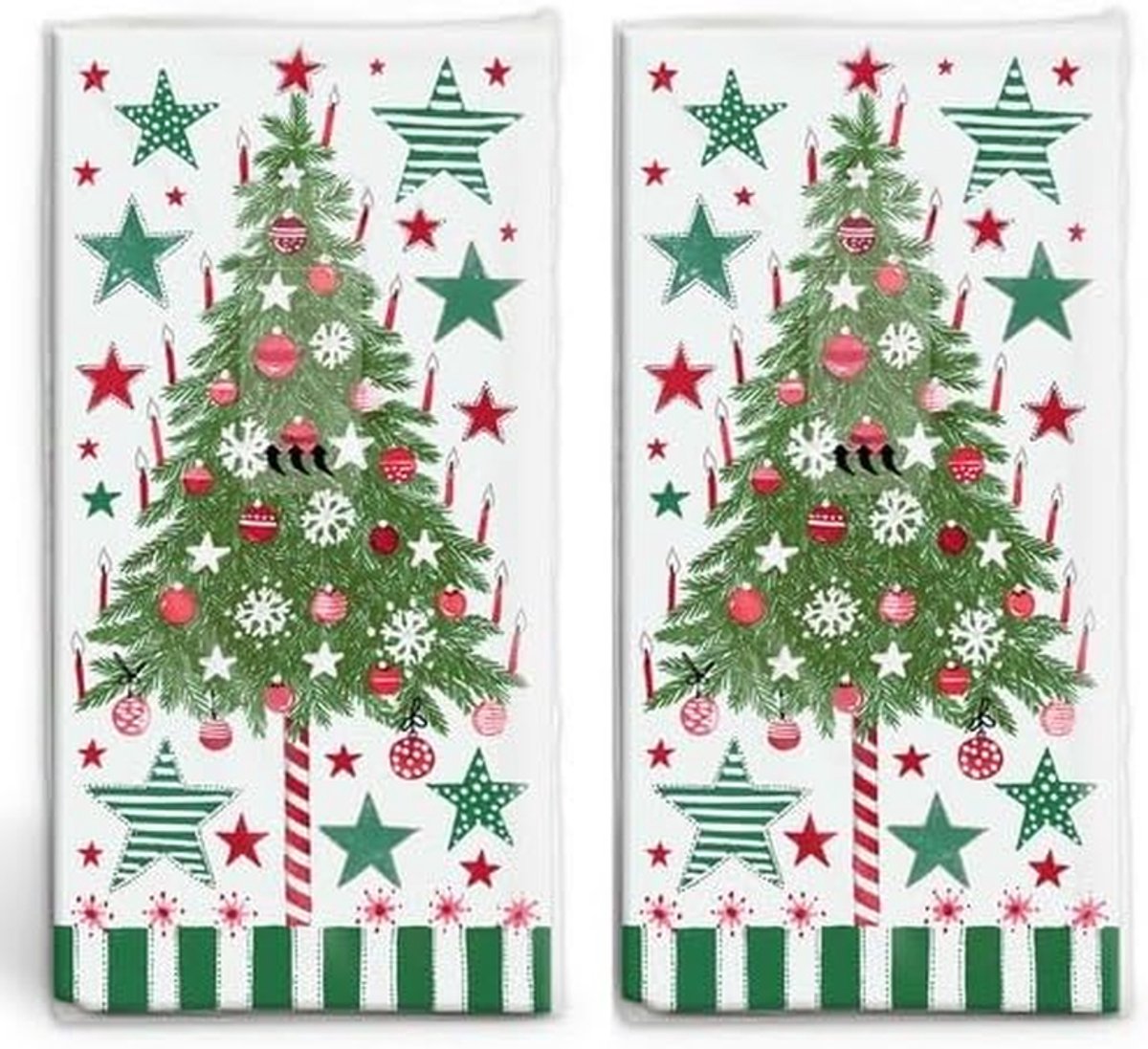 Zakdoekjes Kerstboom - Papieren zakdoekjes - Kleine attentie - Duitsland geproduceerd - 22x21 cm - Multicolor