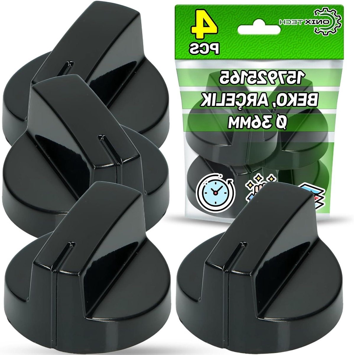 Draaiknoppen Gasfornuis - Knoppen Fornuis - Vervangen Kookplaat - Originele Code Compatibel - 36 mm Diameter - Zwart