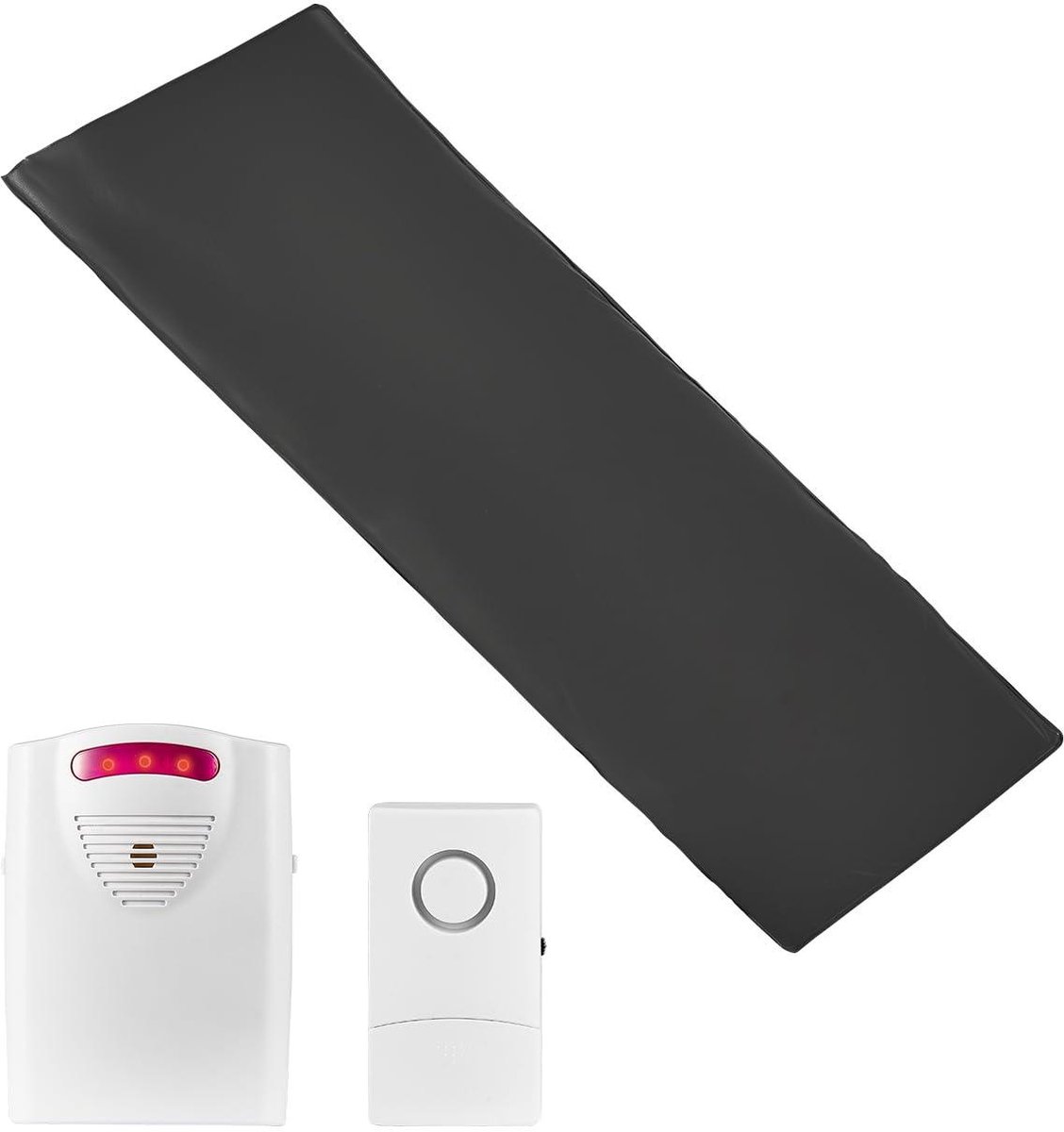 Alarmmat met Pager - Bedsensor Valpreventie - Veiligheid Thuiszorg - Draadloze Sensormat - 35.5 x 76.2 cm - Zwart
