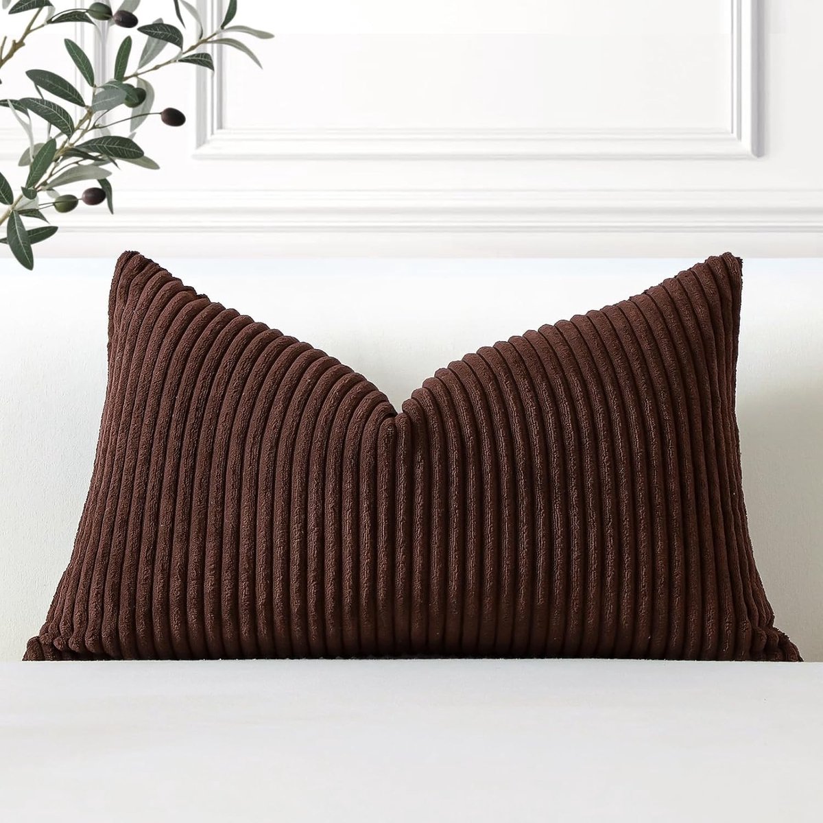 Gestreepte Corduroy Kussenhoezen 40 x 60 cm Bruin Set van 2 voor Woonkamer, Slaapkamer en Tuin Decoratie