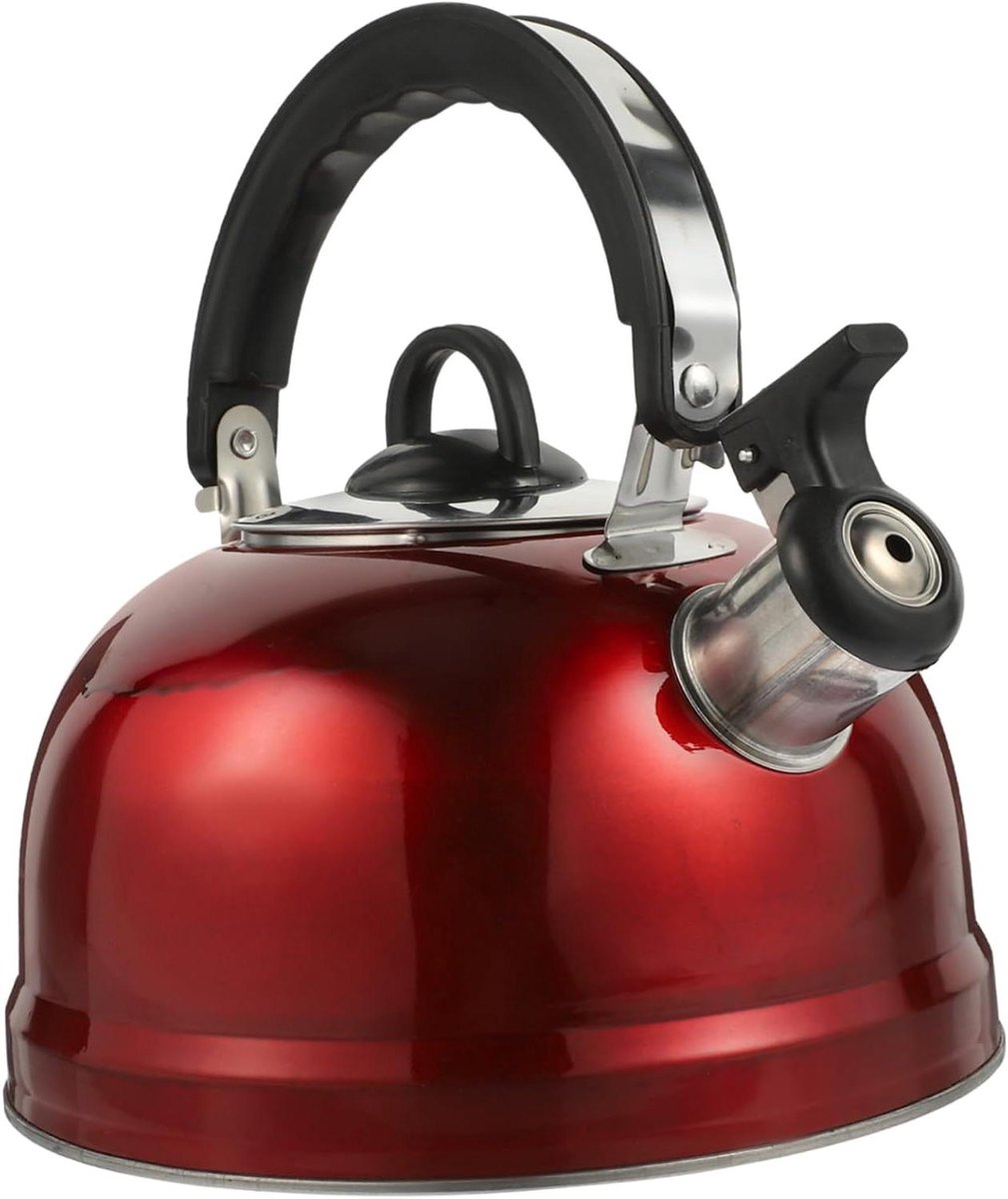 Waterkoker - Theepot Kookplaat - Koffie en Thee Zetten - Roestvrij Staal Materiaal - 3 Liter - Rood
