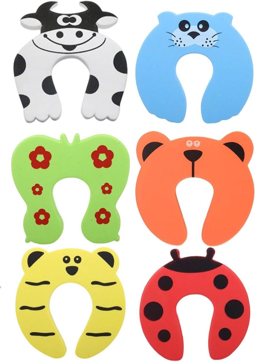 Veilige Deurclip Set voor Kinderen - 6 Stuks, Impactbestendig, Decoratief en 9.5cm Wit EVA voor Bescherming van Deuren, Kasten en Lades