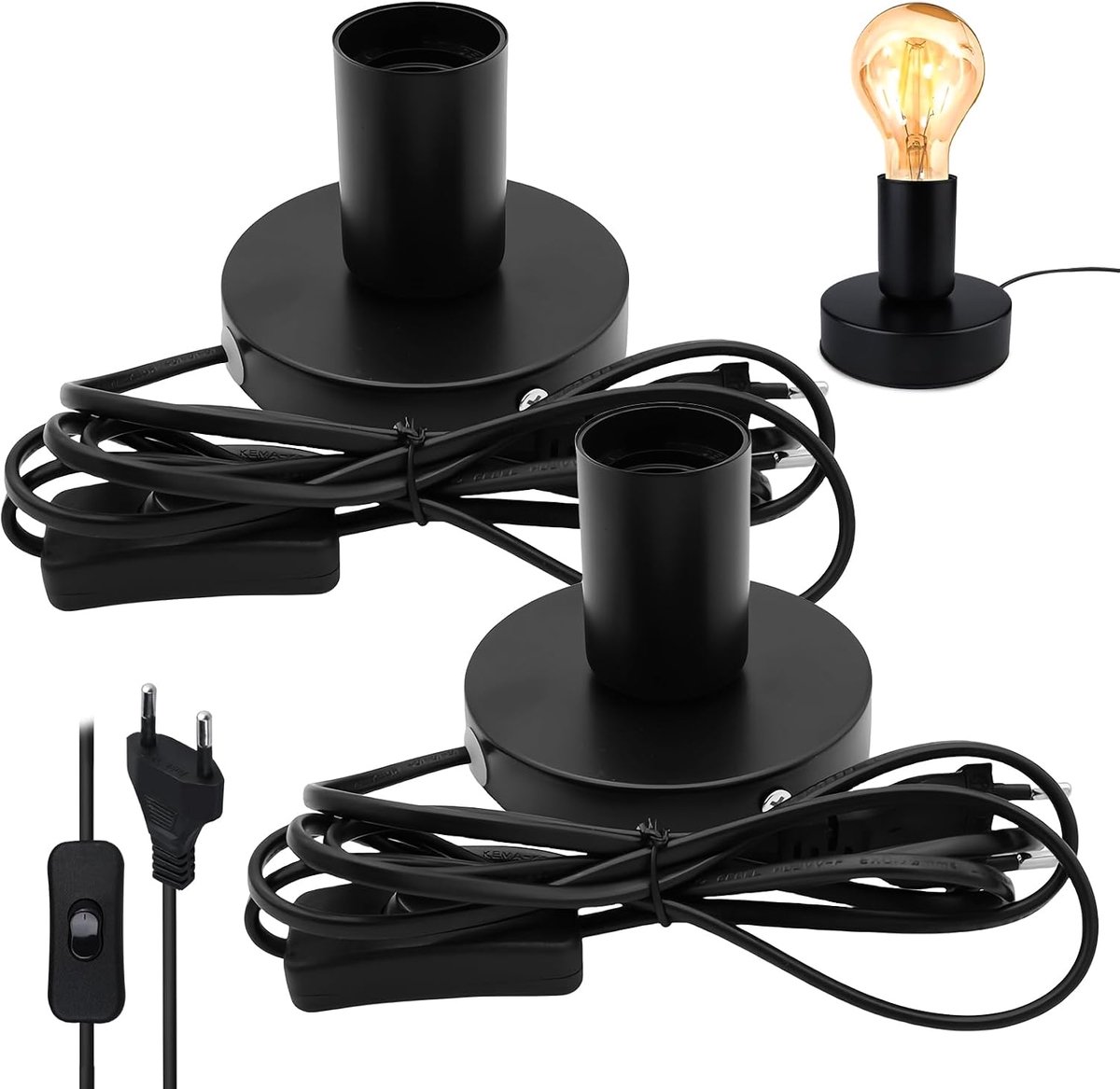 Tafellamp Retro 2 Stuks - E27 Fitting - Vintage Design - Sfeervolle verlichting voor thuis - SnelShoppen