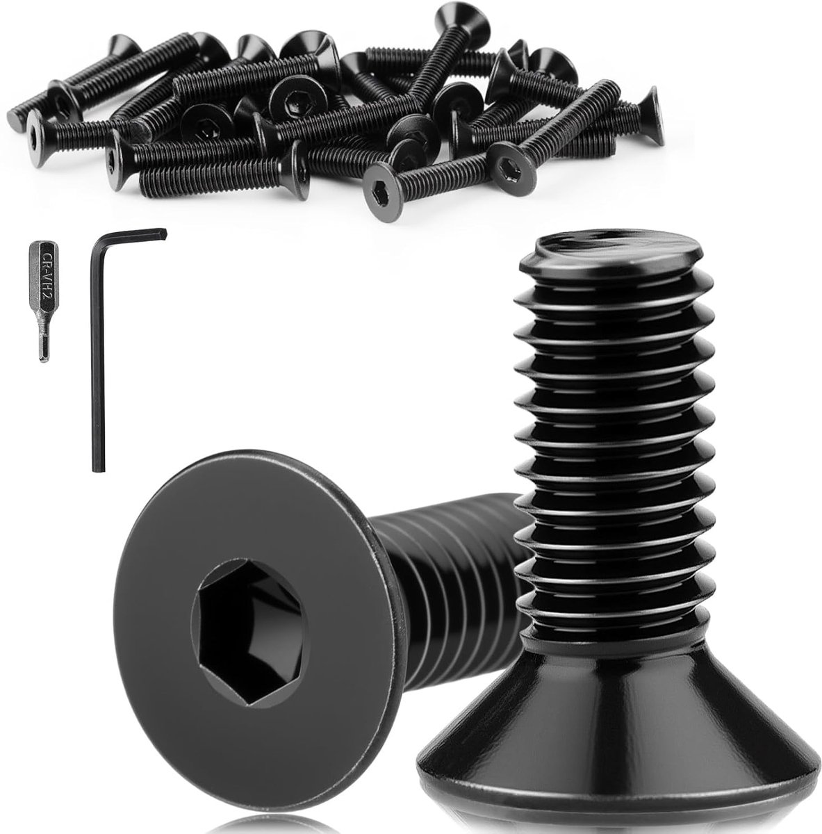SnelShoppen - Pack van 60 Gecounterde Schroeven M3 x 10 mm RVS A2 V2A Gecounterde Hoofd Zeskant Schroef DIN 7991/ISO 10642 Zwart voor Bouw, Tuin en Kl