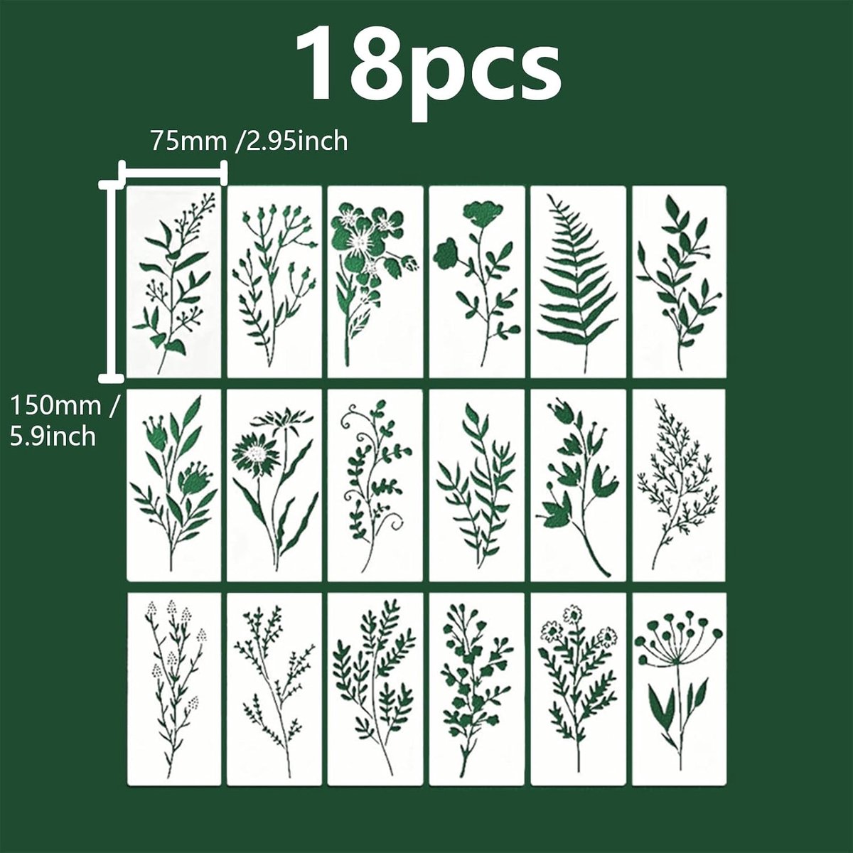 SnelShoppen - 18 Herbruikbare Schildertemplates, Sjablonen voor Muren met Bloemen, Planten en Decoratieve Motieven - Ideaal voor Muurdecoratie, Textie