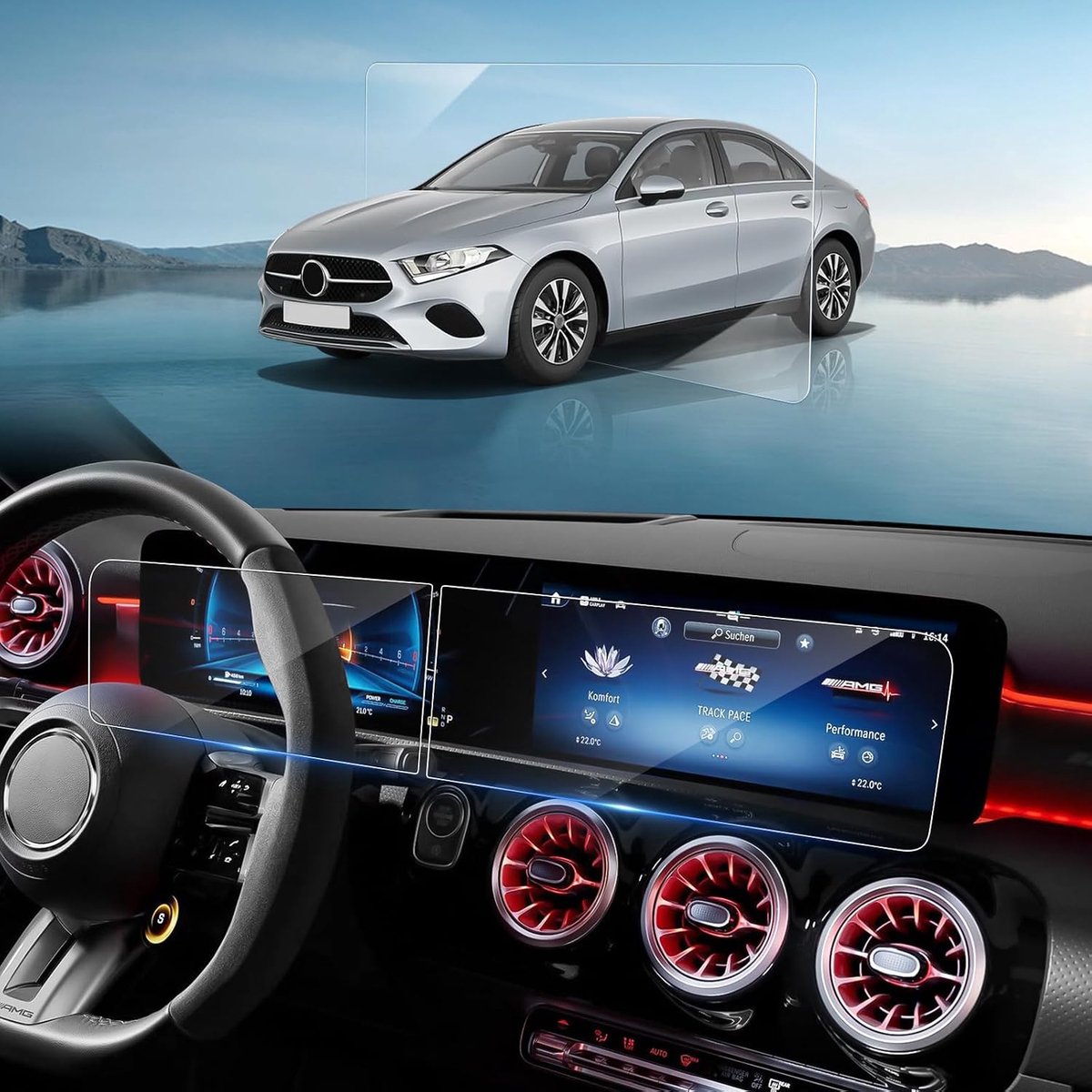 2 Pieces 10.25 Inch Touch Screen Protector Compatible with Mercedes Benz A-Class W177 & B-Class W247 & GLA H247 / GLB - ShopVlot