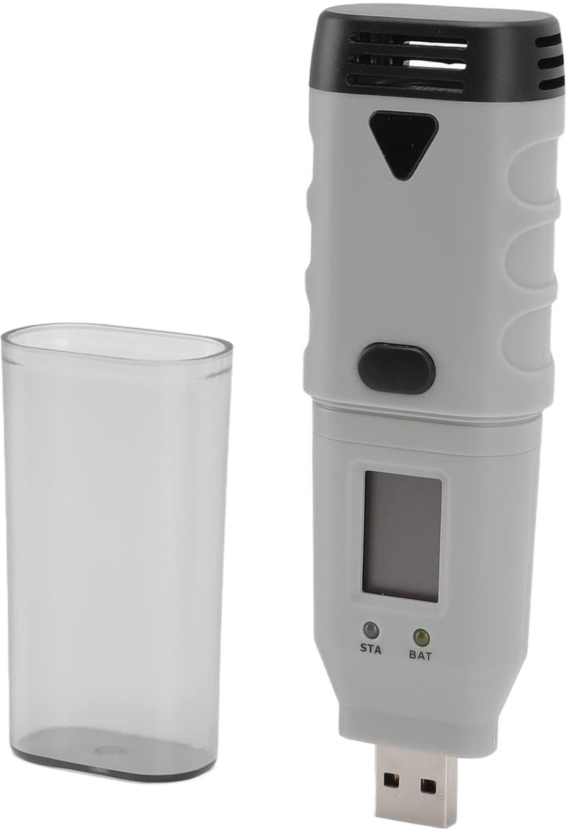 SnelShoppen - USB Temperatuur en Vochtigheid Meter - Draagbare Thermometer Hygrometer voor Binnen en Buiten - ABS Penformaat - Perfect voor Tuin, Keuk