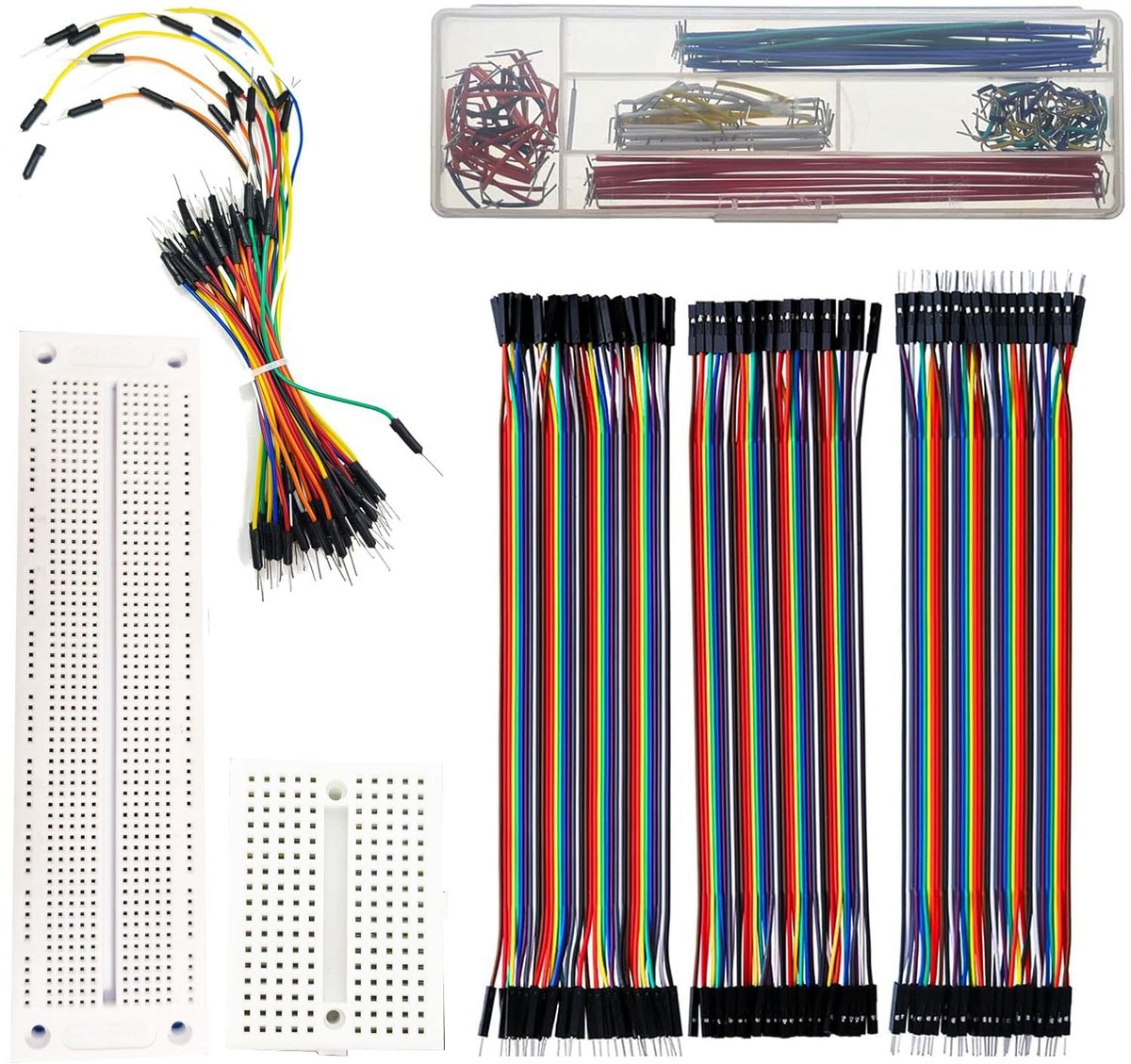 SnelShoppen - Breadboard Kit Zonder Soldeer - Flexibele Breadboard met Mannetje naar Mannetje U-vormige Jumperkabels - Inclusief Vrouwelijke naar Vrou