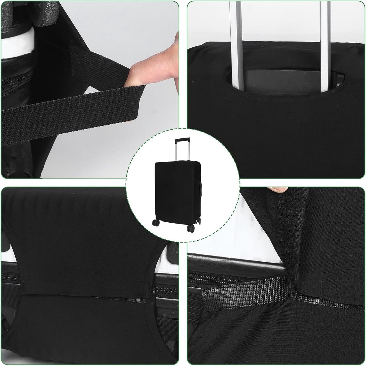 SnelShoppen - Koffer Beschermhoes, Herbruikbare Elastische Koffer Cover, Stofdicht, Dikke Elastische Stof, Koffer Beschermhoes L met 1 Bagagelabel (56