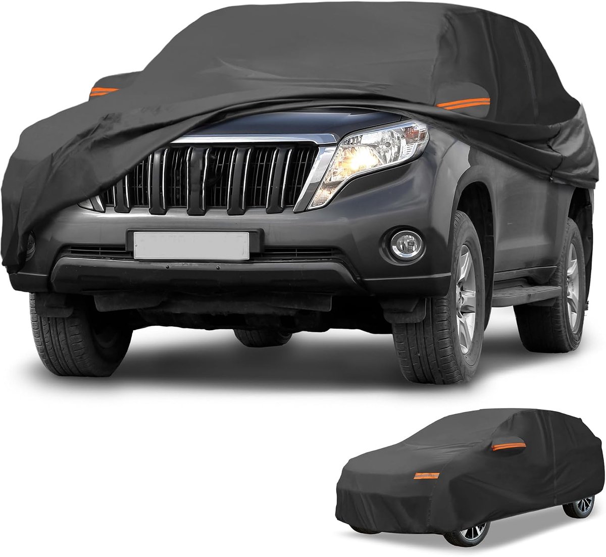Universal Full Exterior SUV Car Cover Waterproof All Weather Outdoor Full Cover Rain Sun UV Protection 190T-PU Black - ShopVlot