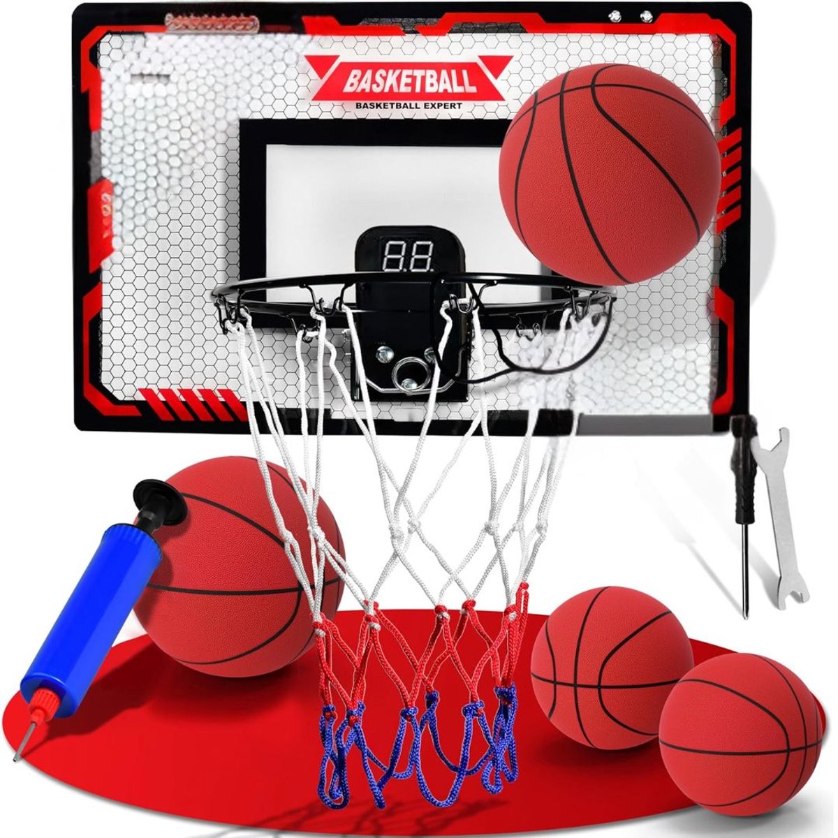 SP® Basketbalpaal - Basketbalring - Weerbestendig - Zwart/Rood - 35cm x 45cm x 30cm