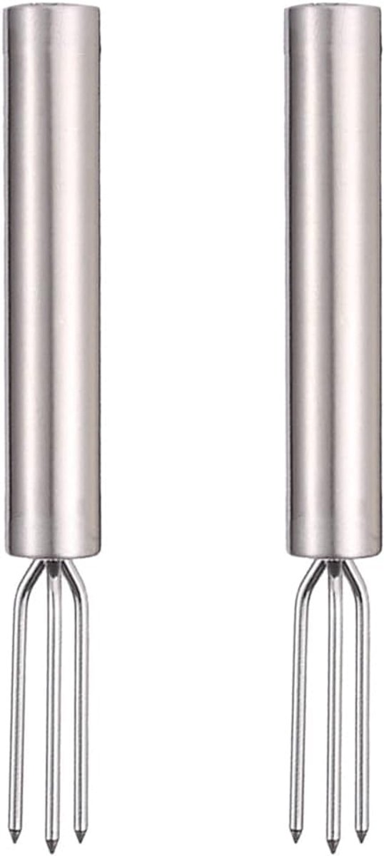 2 x potato coating fork with 3 teeth, made of stainless steel 430, reusable as corn peak, peeling aid (stainless steel) - ShopVlot