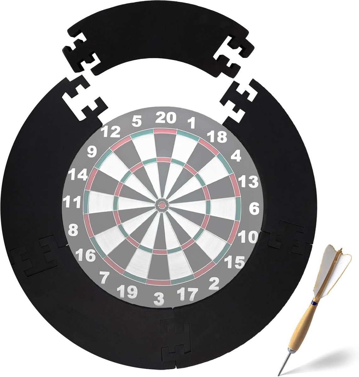 SnelShoppen - 5-Delige Dartbord Beschermring - Dartbord Omranding, Wandbescherming, Backboard Bescherming, EVA Materiaal, 44 x 13 x 3 cm, Zwart voor G
