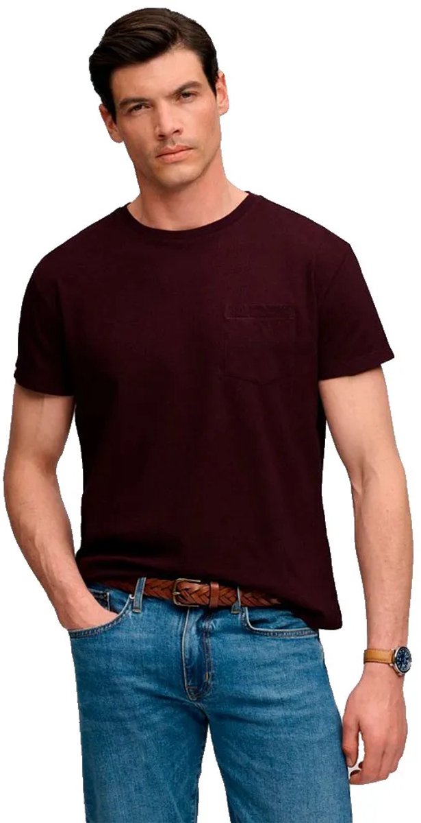 Superdry Classic Cotton Linen Pocket T-shirt Relaxed Pasvorm Heren T-shirts Cherry Burgundy