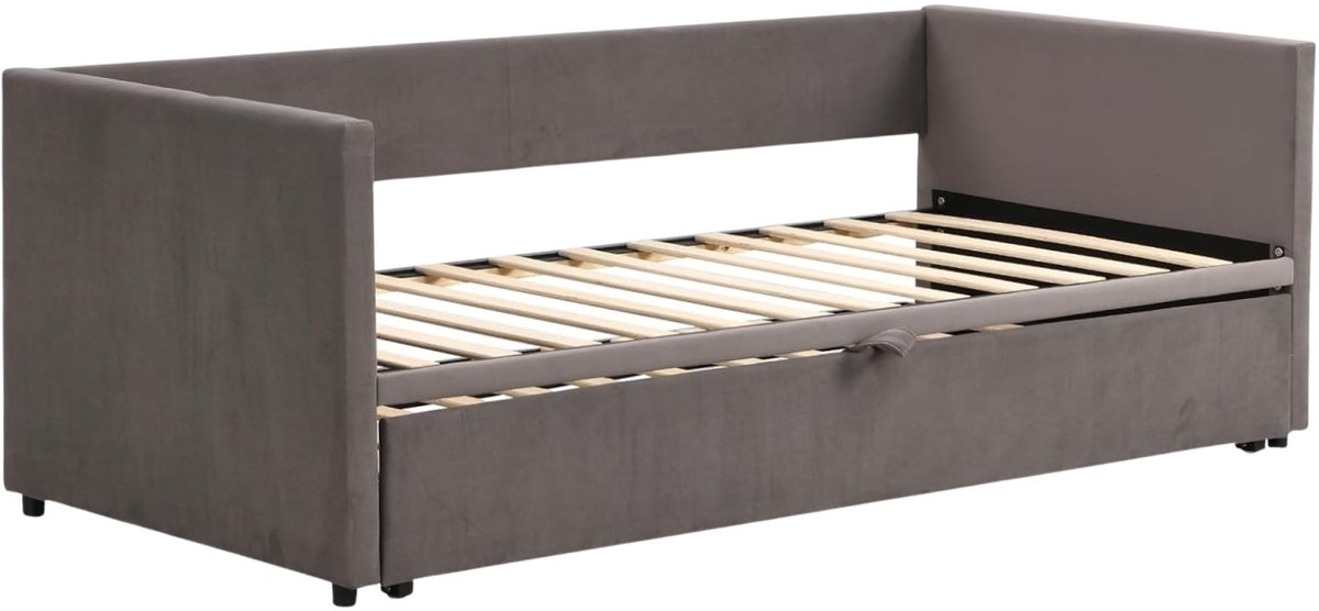 Happiq Slaapbank 180 X 200 Cm Grijs - met Uitschuifbaar