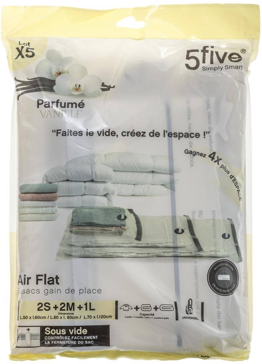 Set van 5 geparfumeerde luchtcompressiezakjes AIRLESS