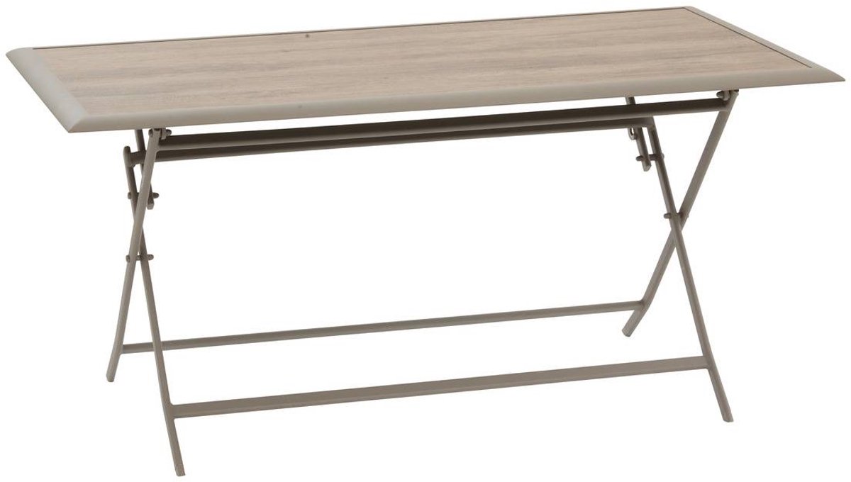 Opvouwbare tuintafel voor 6 personen van aluminium en glas met houtlook AZUA