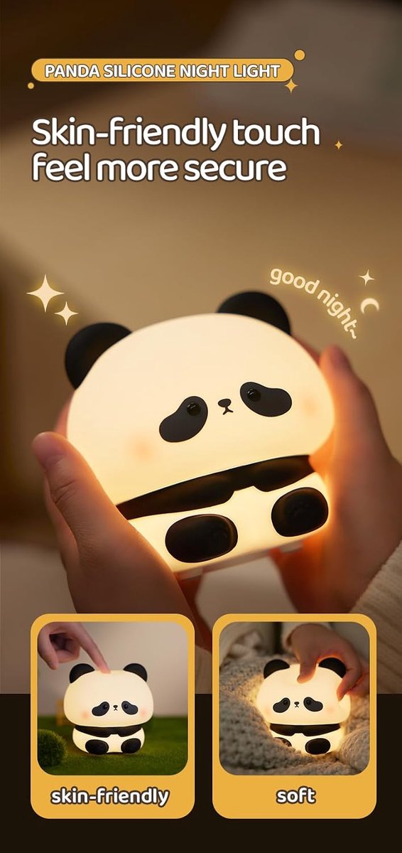 Schattig panda-nachtlampje - Nachtlampje in de vorm van een dier - Gemaakt van siliconen - Drie dimstanden - Oplaadbaar - Geschikt voor baby's, peuters en kinderen - Lief cadeau voor kinderen — afbeelding 3