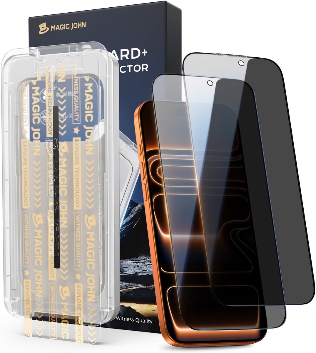 SnelShoppen - Privacy Screen Protector voor iPhone 17 Pro Max 6,9 Inch met 25° Anti-Spionage, Schokbestendig Gehard Glas, Automatische Stofverwijderin