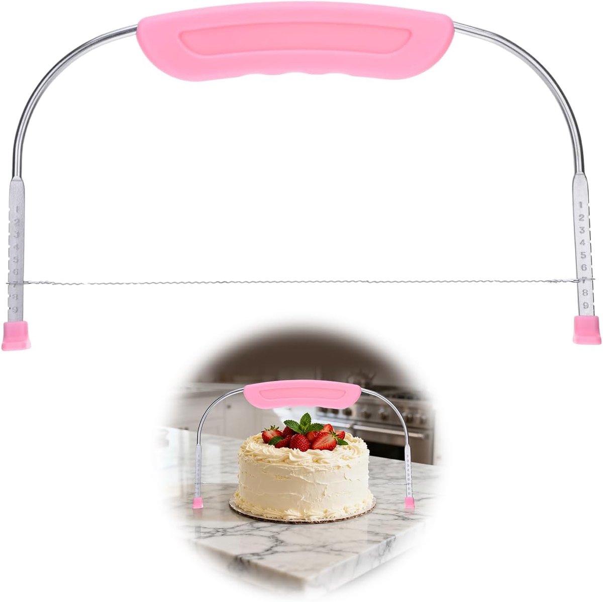 SnelShoppen - Cake Cutter, Cake Crust Cutter, Hoogte Verstelbare Cake Zaag van RVS, 28 x 16 cm, Precisie Cake Divider voor Perfecte Cake Lagen, Snijhu