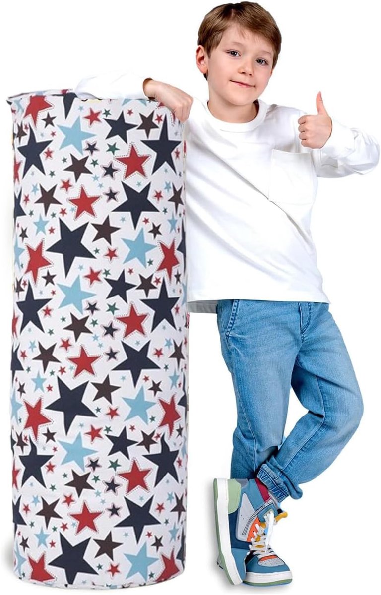 SnelShoppen - Bean Bags voor Pluche Dieren, Cylindrische Opbergzak voor Pluche Speelgoed, Zitmeubels voor Kinderen, Canvas, Zachte Stoelen en Speelban