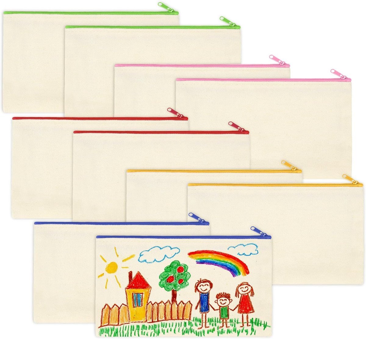 SnelShoppen - Anstore Stofzakken voor Schilderen, Pennen Etui voor Kinderen, Creatieve Knutselset, 10 Stuks, Beige, Modern, Voor Verjaardag en Feest