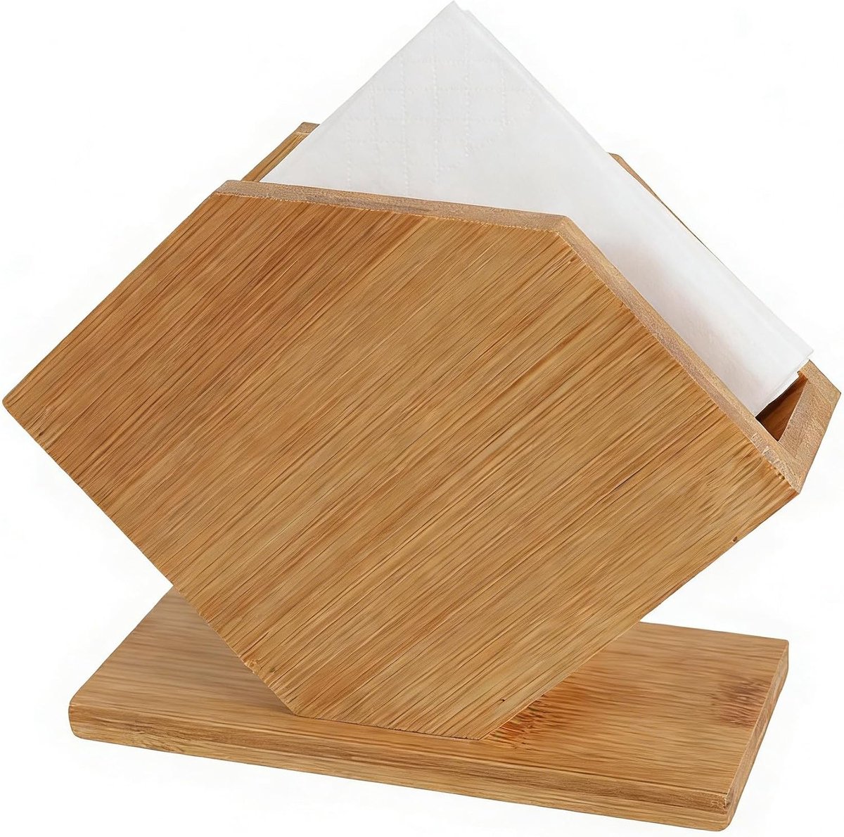 SnelShoppen - Bamboo Servet Houder, Rustieke Vrijstaande Tissues Dispenser van Hout, Verticale Houten Servet Houder voor Thuis, Restaurant, Keuken, Ee