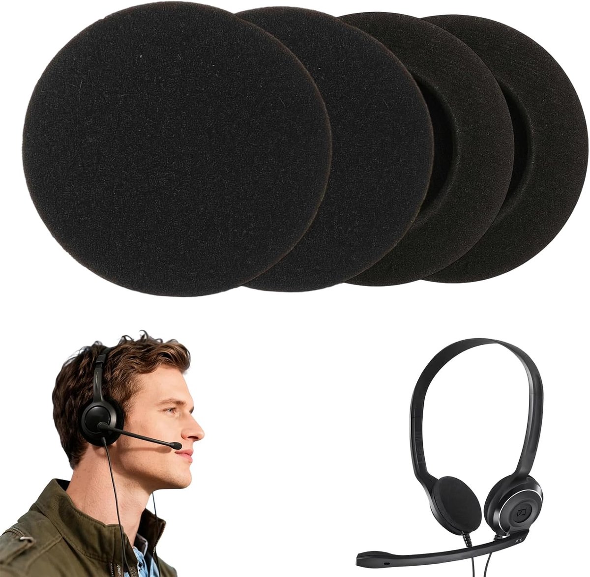 SnelShoppen - Vervangende oorkussens, 4 stuks oorkussens, compatibel met PC 2 Chat, PC 3 Chat, PC 5 Chat, PC 7 USB, PC 8 USB hoofdtelefoon, headset be